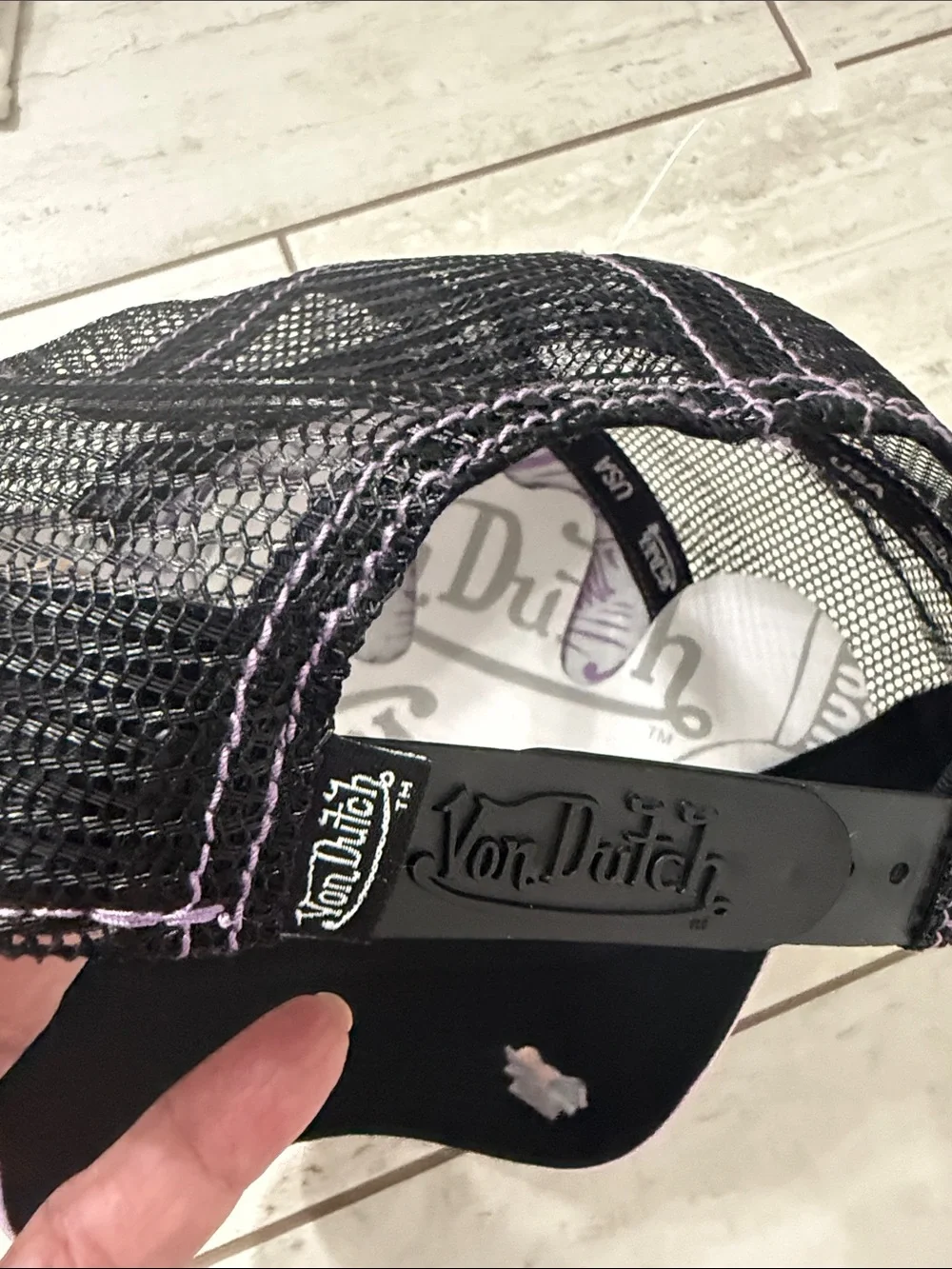 Von Dutch Lavender & Black Mesh Logo Cap nwt ..one size …unisex